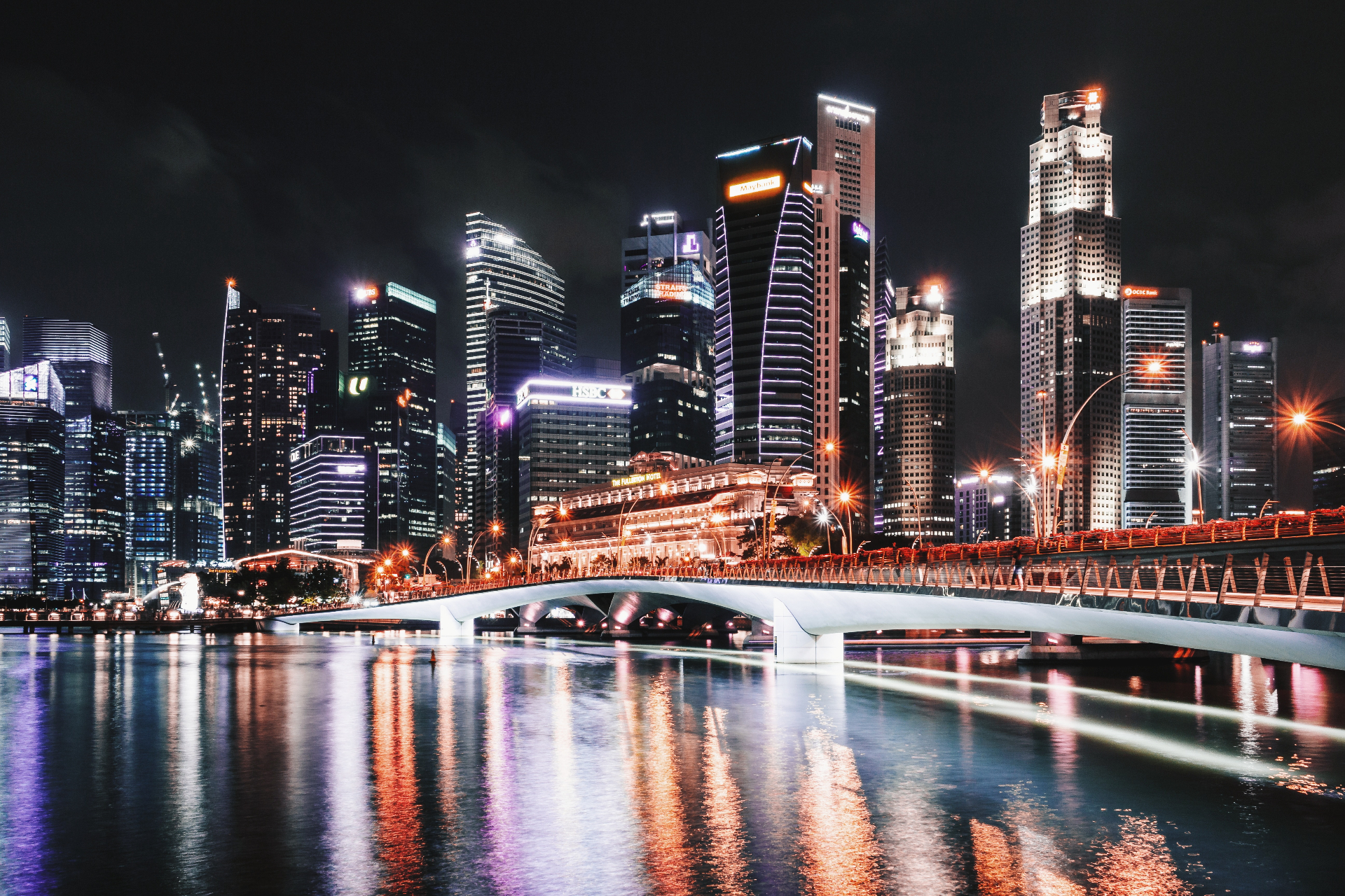Singapore skyline at night